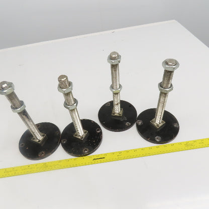 Floor Flange Foot Leveler 1"-8 Threaded Stud 10" Length 6" Base Lot Of 4