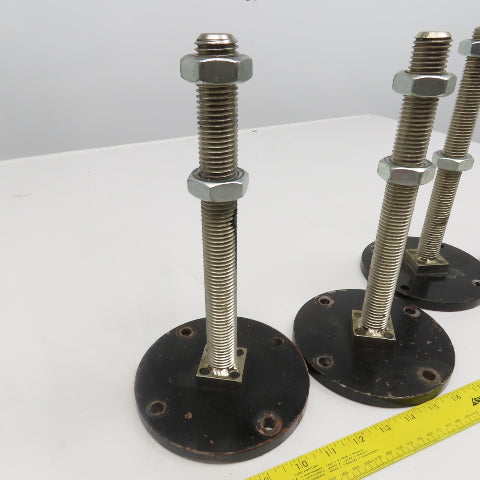 Floor Flange Foot Leveler 1"-8 Threaded Stud 10" Length 6" Base Lot Of 4