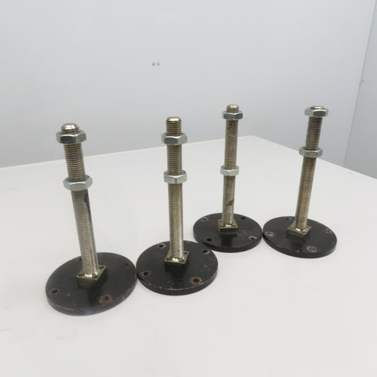 Floor Flange Foot Leveler 1"-8 Threaded Stud 10" Length 6" Base Lot Of 4
