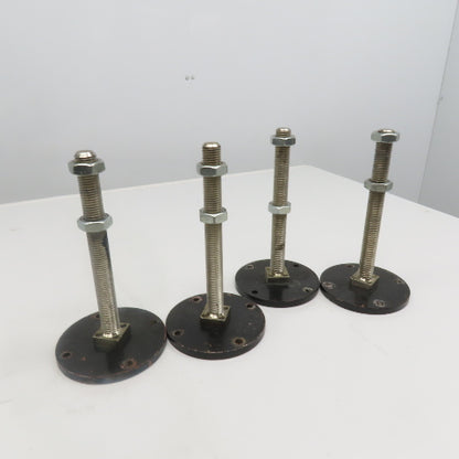 Floor Flange Foot Leveler 1"-8 Threaded Stud 10" Length 6" Base Lot Of 4