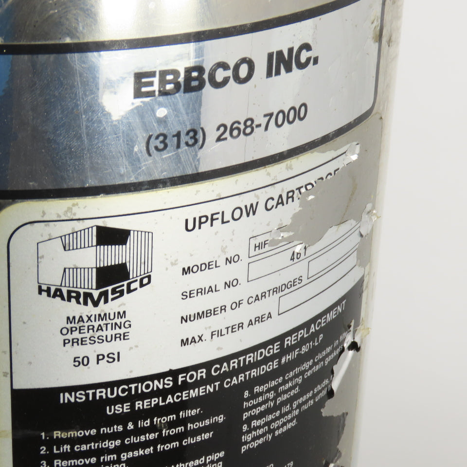 Harmsco/Ebco Stainless Steel Upflow Cartridge 50PSI 1-1/2"& 3/4"NPT