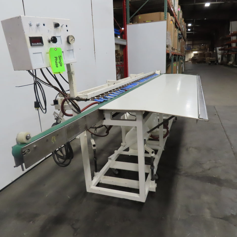 173" x 2" Wide Air Blow Off Extrusion Take Away Conveyor 110/208V 1Ph 0-308 FPM