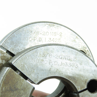 Metro 1-3/8"-18 NS-2 Thread Ring Gage Set Go P.D 1.3425 No Go P.D. 1.3373