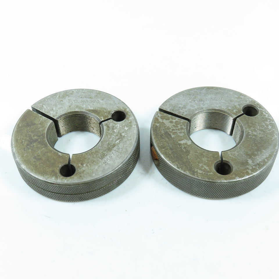 Metro 1-3/8"-18 NS-2 Thread Ring Gage Set Go P.D 1.3425 No Go P.D. 1.3373