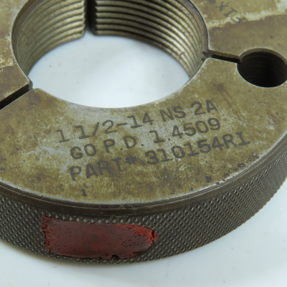 Almeda 1-1/2"-14 NS 2A Thread Ring Gage Go P.D 1.4509 Go Only