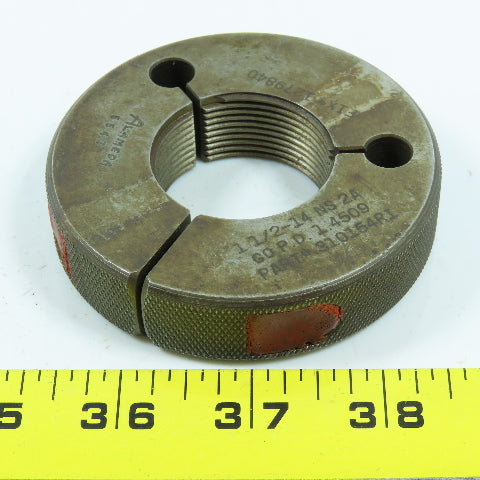 Almeda 1-1/2"-14 NS 2A Thread Ring Gage Go P.D 1.4509 Go Only