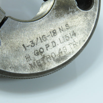 Metro 1-3/16"-18 NEF Thread Ring Gage Go P.D. 1.1514 Go Only