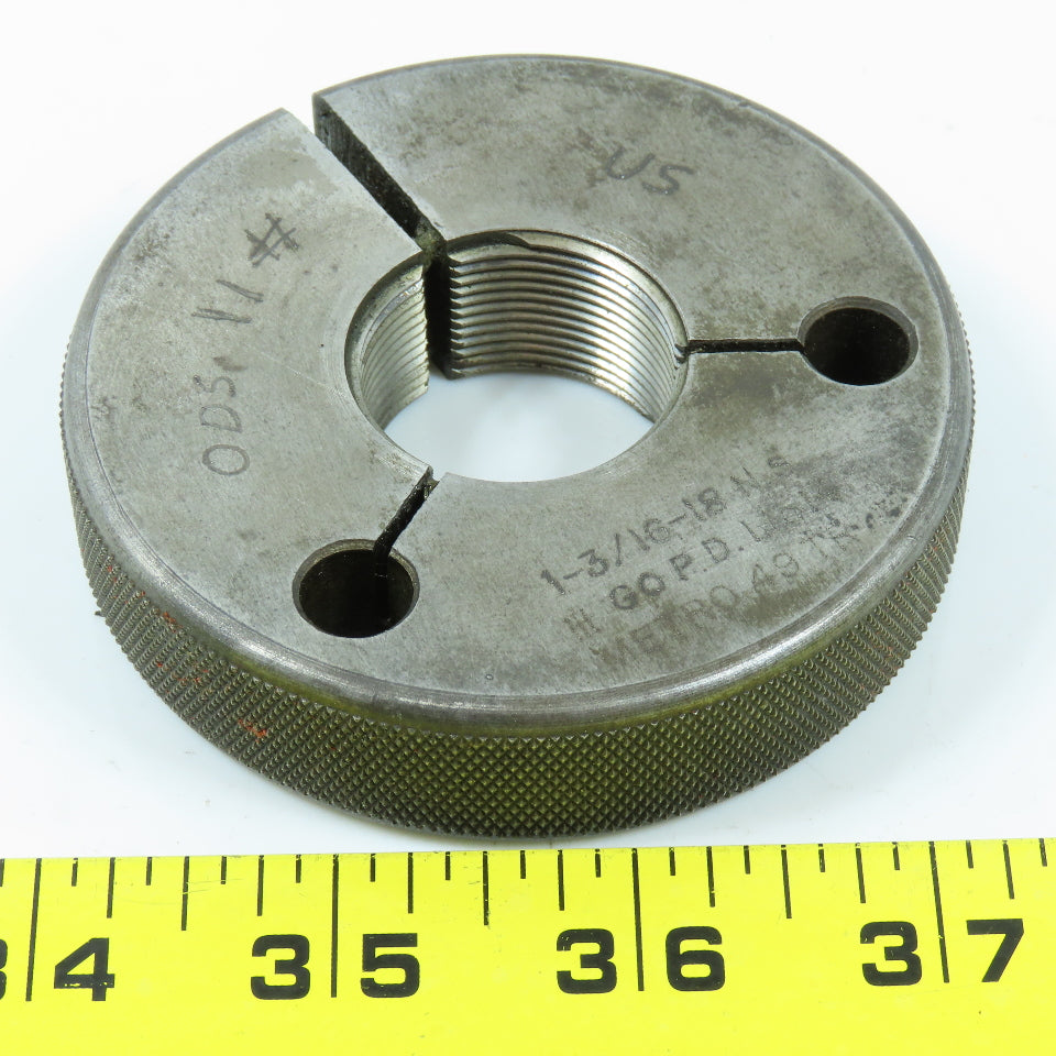 Metro 1-3/16"-18 NEF Thread Ring Gage Go P.D. 1.1514 Go Only