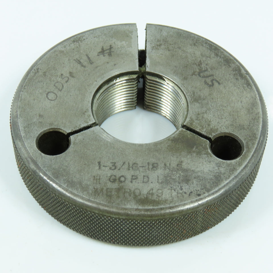 Metro 1-3/16"-18 NEF Thread Ring Gage Go P.D. 1.1514 Go Only