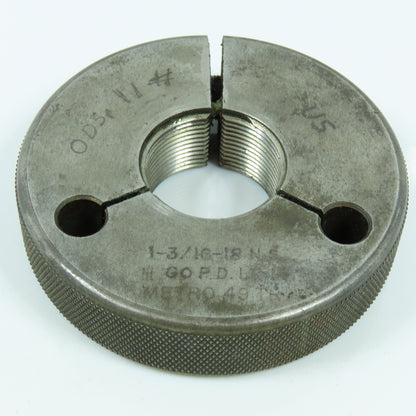 Metro 1-3/16"-18 NEF Thread Ring Gage Go P.D. 1.1514 Go Only