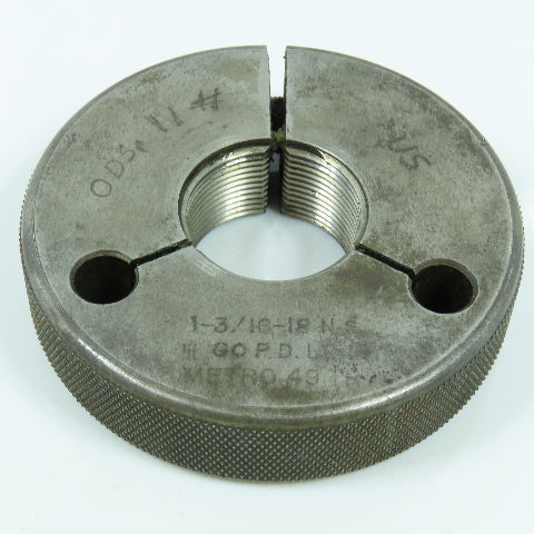 Metro 1-3/16"-18 NEF Thread Ring Gage Go P.D. 1.1514 Go Only