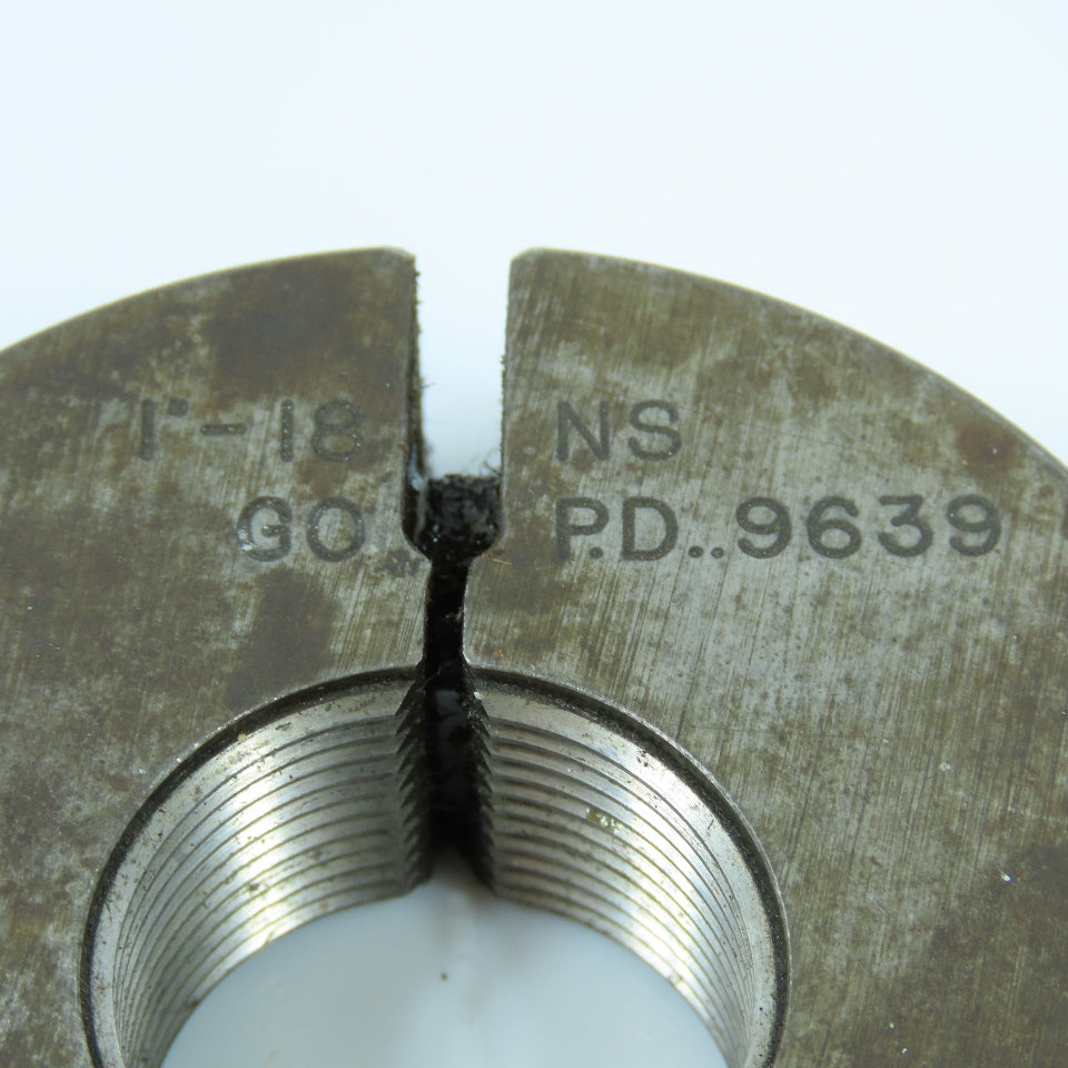 Pratt & Whitney 1"-18 NS Thread Ring Gage Go P.D. .9639 Go Only