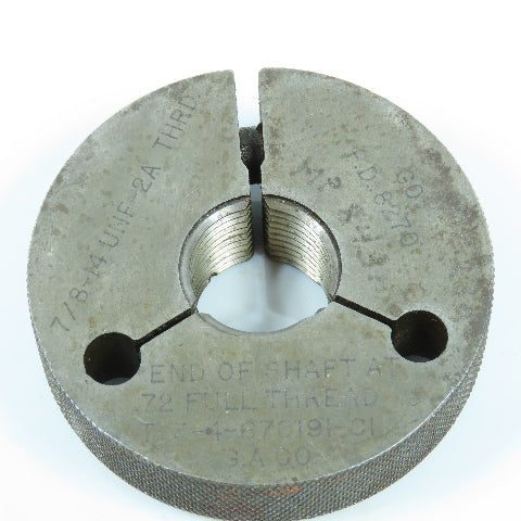 G.A. Co 7/8"-14 UNF 2A Thread Ring Gage Go P.D. .6604 Go Only