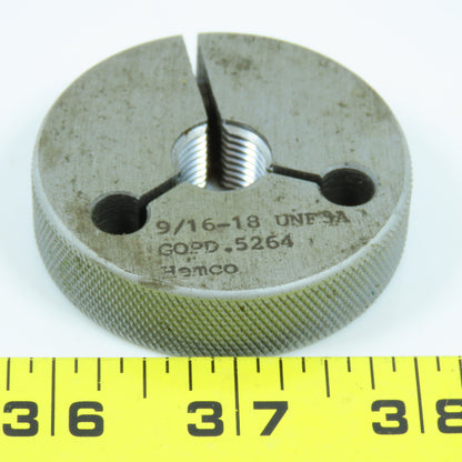 Hemco 9/16"-18 UNF 3A Thread Ring Gage Go P.D. .5264 Go Only
