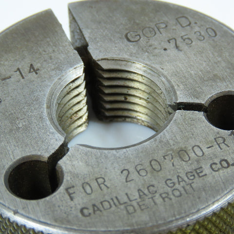 Cadillac Gage Co 1/2"-14 NPS Thread Ring Gage Go P.D. .7530