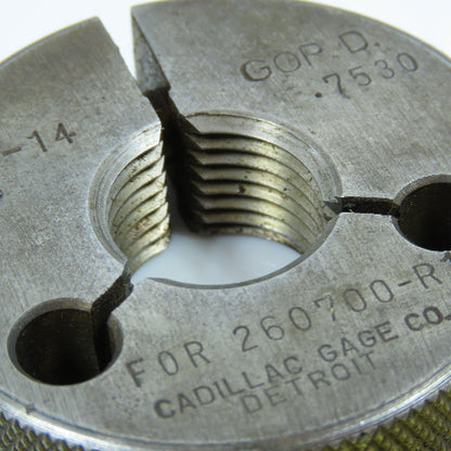 Cadillac Gage Co 1/2"-14 NPS Thread Ring Gage Go P.D. .7530