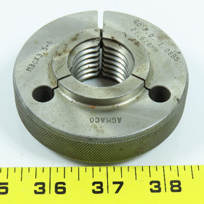 Agmaco M30 x 3.5 6g Metric Thread Ring Gage Go P.D. 27.674