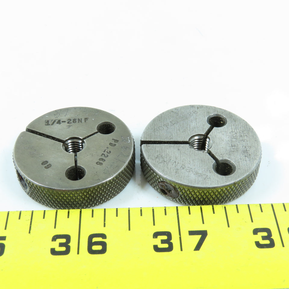 Metro 1/4"-28 NF & NF 3 Thread Ring Gage Go P.D. .2268 Go Only Lot of 2