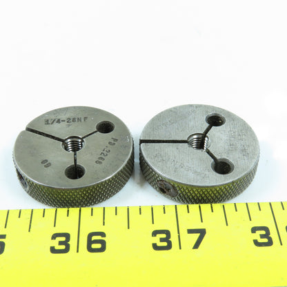 Metro 1/4"-28 NF & NF 3 Thread Ring Gage Go P.D. .2268 Go Only Lot of 2