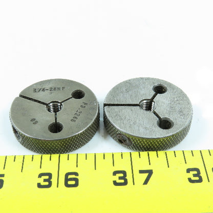 Metro 1/4"-28 NF & NF 3 Thread Ring Gage Go P.D. .2268 Go Only Lot of 2