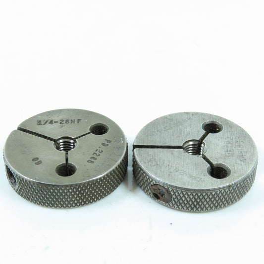 Metro 1/4"-28 NF & NF 3 Thread Ring Gage Go P.D. .2268 Go Only Lot of 2