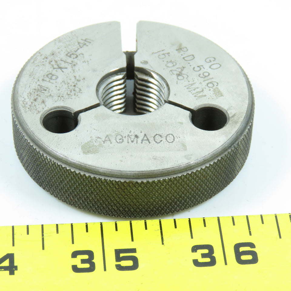 Agmaco M16 x 1.5 4h Thread Ring Gage Go P.D. 15.026 Go Only