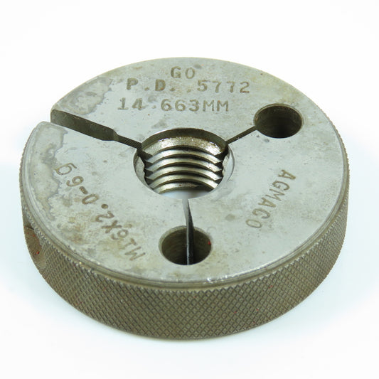 Agmaco M16 x 2.0 6g Thread Ring Gage Go P.D. 14.663 Go Only