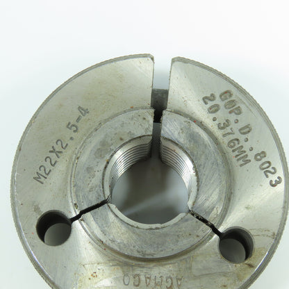 Agmaco M22 x 2.5 6g Thread Ring Gage Go P.D. 20.376 Go Only