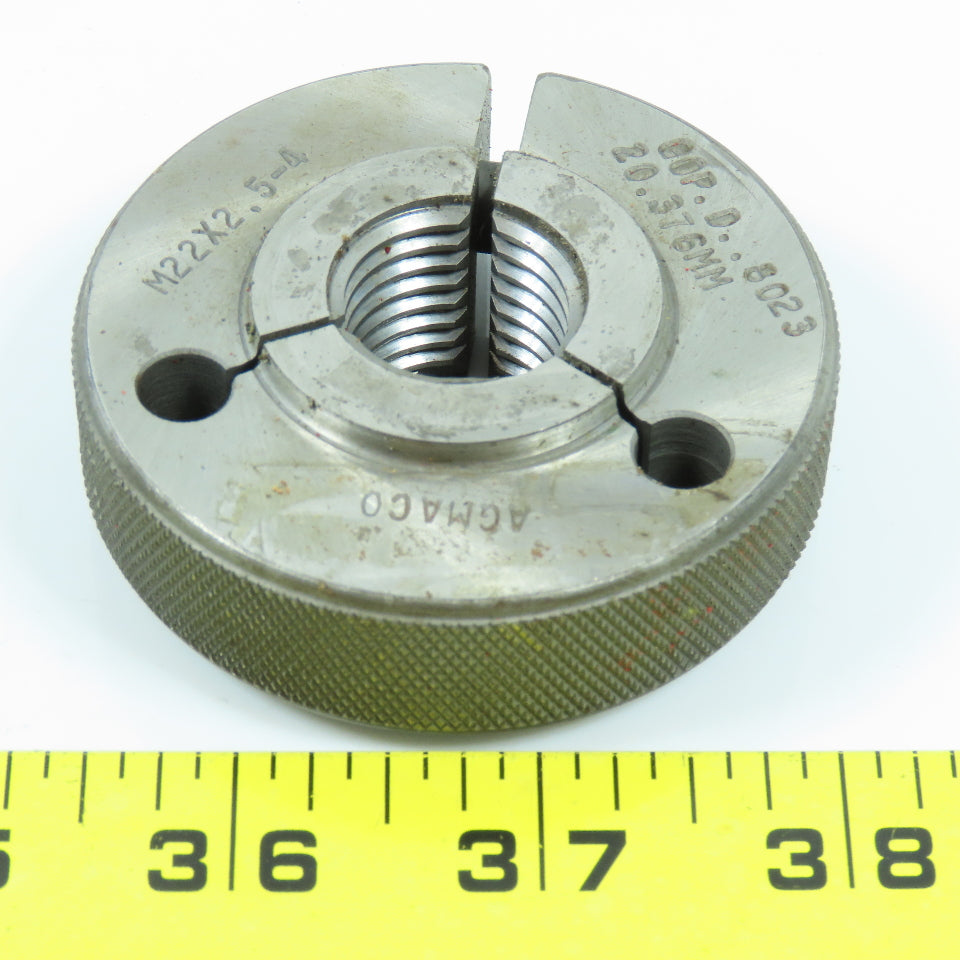Agmaco M22 x 2.5 6g Thread Ring Gage Go P.D. 20.376 Go Only