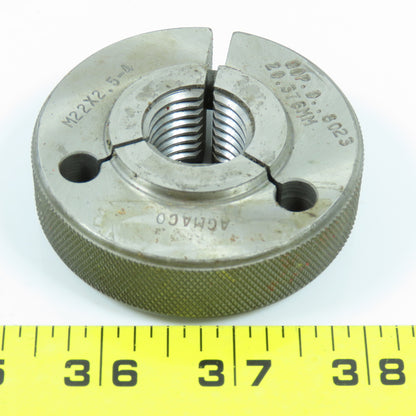 Agmaco M22 x 2.5 6g Thread Ring Gage Go P.D. 20.376 Go Only
