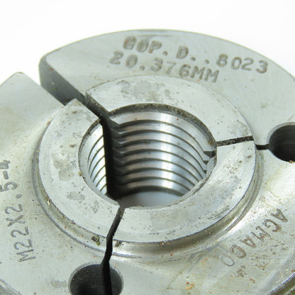 Agmaco M22 x 2.5 6g Thread Ring Gage Go P.D. 20.376 Go Only