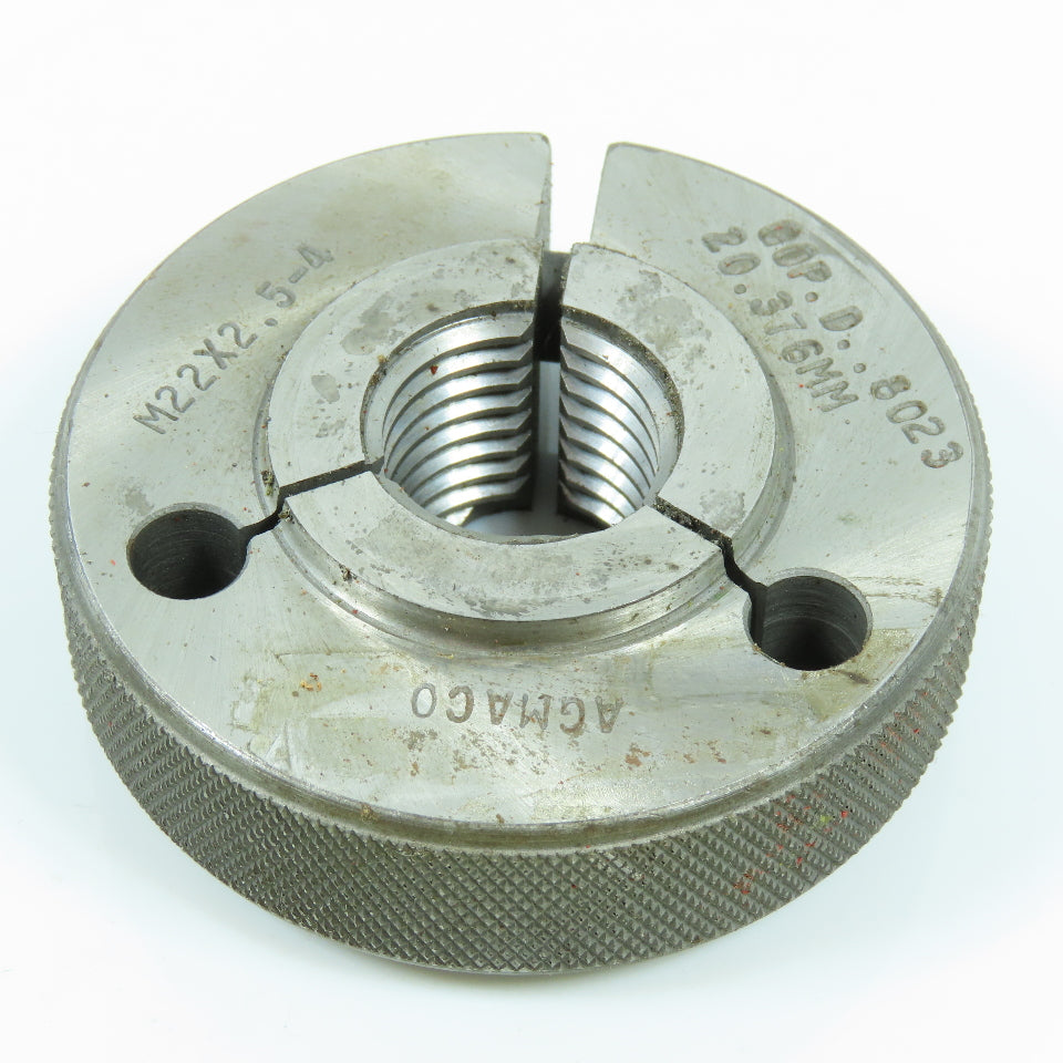 Agmaco M22 x 2.5 6g Thread Ring Gage Go P.D. 20.376 Go Only
