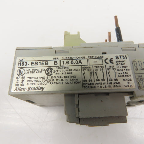 Allen Bradley 193-EB1EB Overload Relay 1.6-5.0A Trip Range 120V Coil