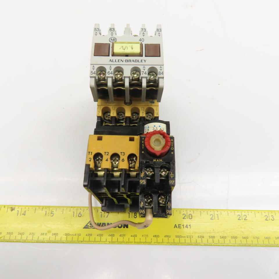 Allen Bradley 100-A09ND3 Contactor Overload 600V 2.8-4.2A Trip Range 120V Coil