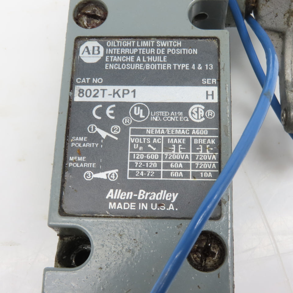 Allen Bradley 802T-KP1 Limit Switch Rocker Arm Maintained Position 600V