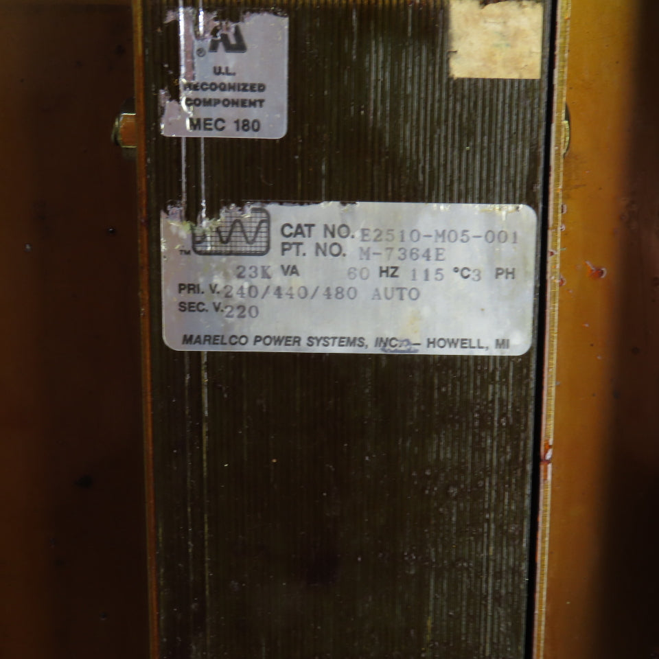 Marelco E2510-M05-001 23kVA Transformer Pri 240/440/480V Sec 220V 60HZ 3PH
