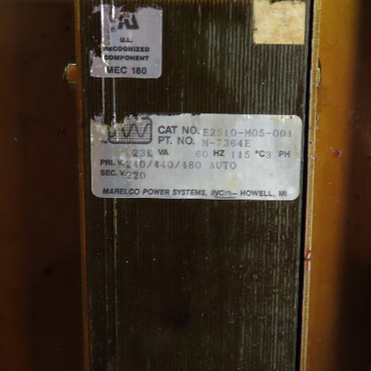Marelco E2510-M05-001 23kVA Transformer Pri 240/440/480V Sec 220V 60HZ 3PH