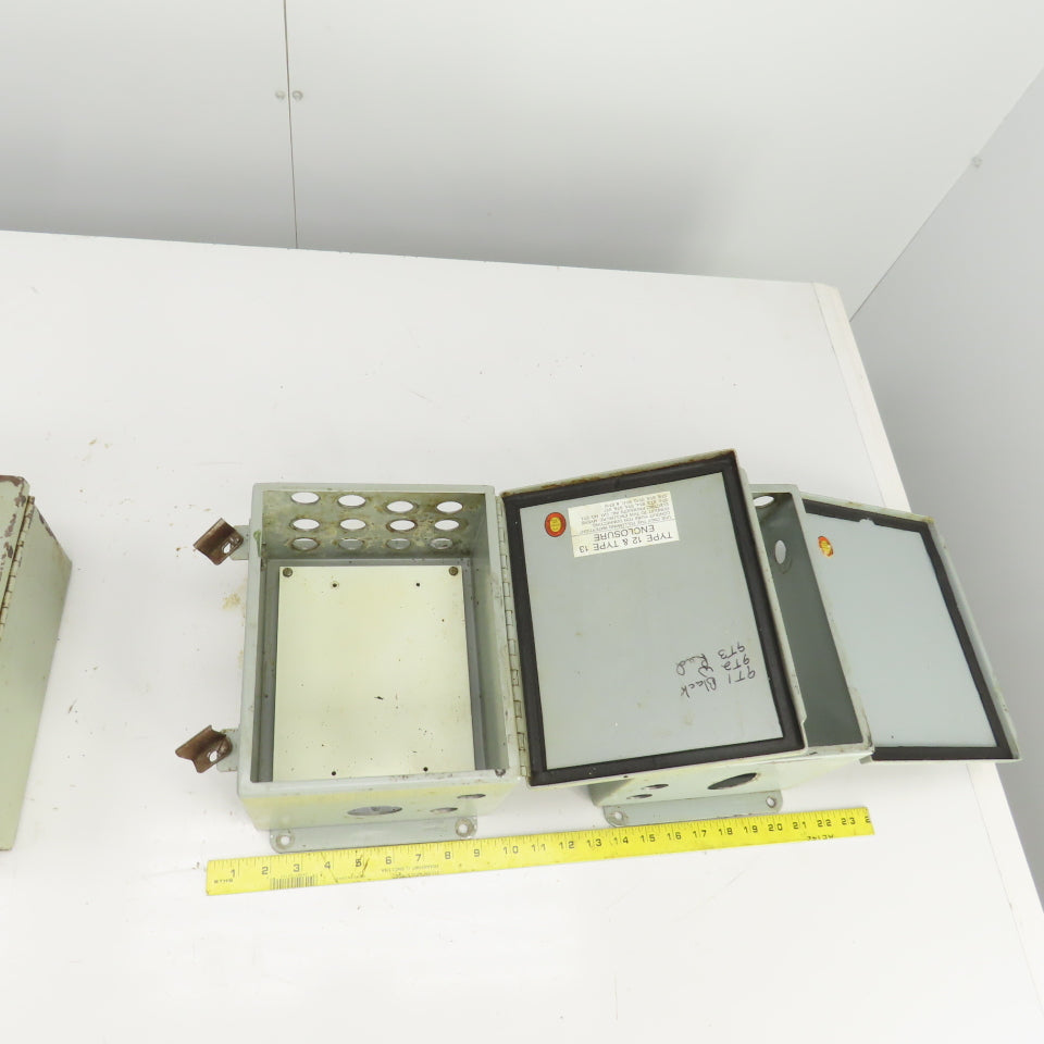 Hoffman 10" x 8" x 6" Electrical Enclosure W/Back Plate Hinged Door Lot Of 3