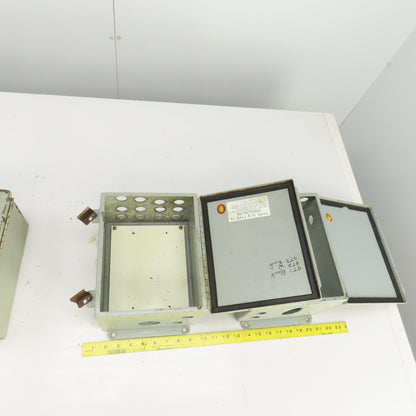 Hoffman 10" x 8" x 6" Electrical Enclosure W/Back Plate Hinged Door Lot Of 3