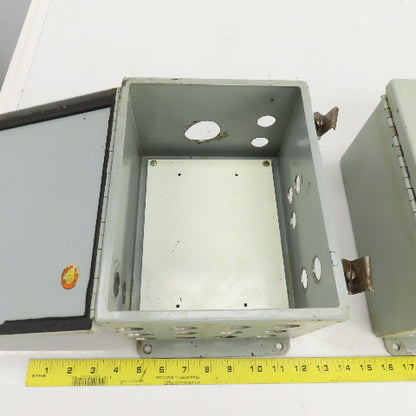 Hoffman 10" x 8" x 6" Electrical Enclosure W/Back Plate Hinged Door Lot Of 3