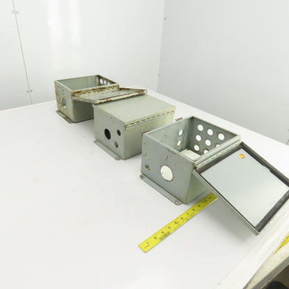 Hoffman 10" x 8" x 6" Electrical Enclosure W/Back Plate Hinged Door Lot Of 3