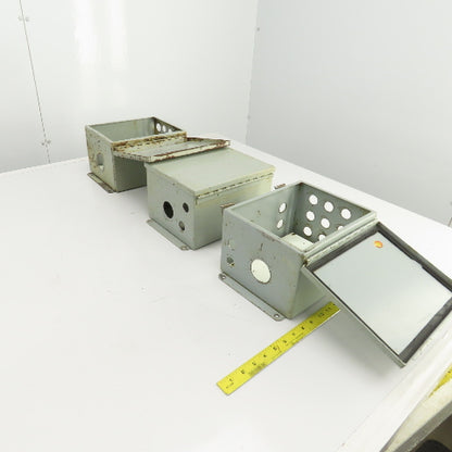 Hoffman 10" x 8" x 6" Electrical Enclosure W/Back Plate Hinged Door Lot Of 3