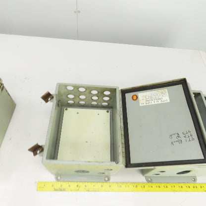 Hoffman 10" x 8" x 6" Electrical Enclosure W/Back Plate Hinged Door Lot Of 3