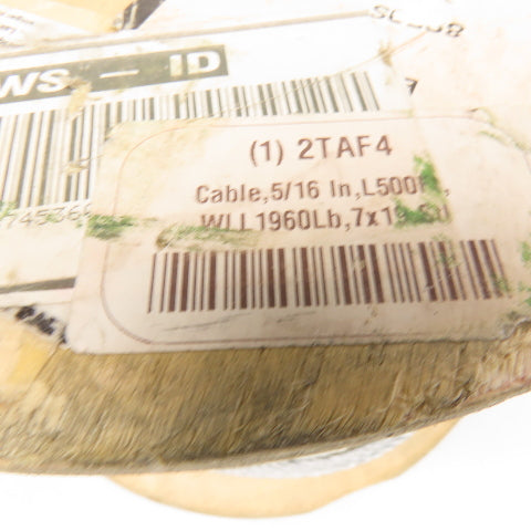 Dayton 2TAF4 5/16" Galvanized Steel Cable Wire Rope WLL 1960Lb. 500' Roll