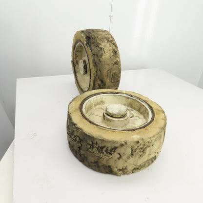 Clark Model EC30 10-1/2" x 4-1/2" Press-On Forklift Rim & Tire Lot Of 2