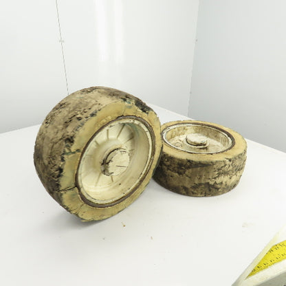 Clark Model EC30 10-1/2" x 4-1/2" Press-On Forklift Rim & Tire Lot Of 2