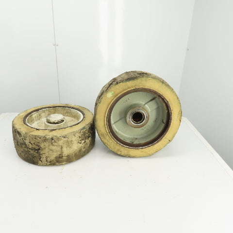 Clark Model EC30 10-1/2" x 4-1/2" Press-On Forklift Rim & Tire Lot Of 2