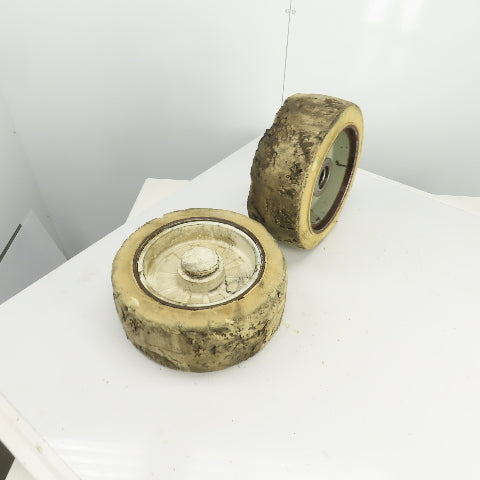 Clark Model EC30 10-1/2" x 4-1/2" Press-On Forklift Rim & Tire Lot Of 2