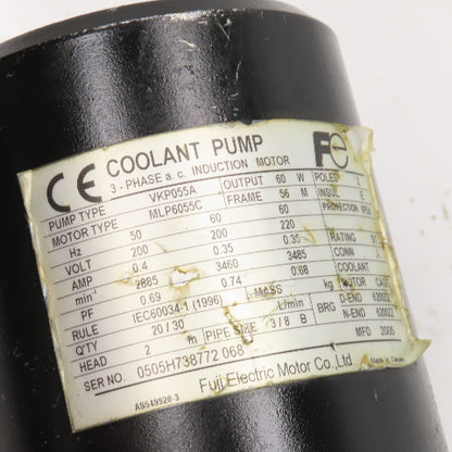 Fuji VKP055A MLP6055C Vertical Coolant Pump 200-220V 0.35A 3485RPM 20/30 L/min