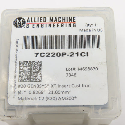 Allied Machine 7C220P-21CI #20 GEN3SYS XT Insert For Cast Iron 21mm C2 AM300